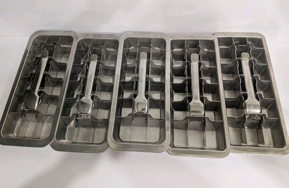 Vintage Style Metal Ice Cube Tray 3 Ecozoi/2 Unbranded Stainless Lever Release